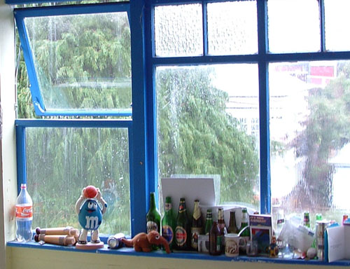 Rain pours down
